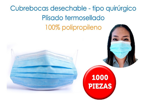 Cubrebocas Tipo Quirúrgico Con Filtro Intermedio 1000 Pzas.
