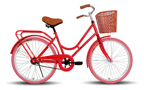 Bicicleta urbana femenina Black Panther Maja R26 1v freno contrapedal color rojo con pie de apoyo