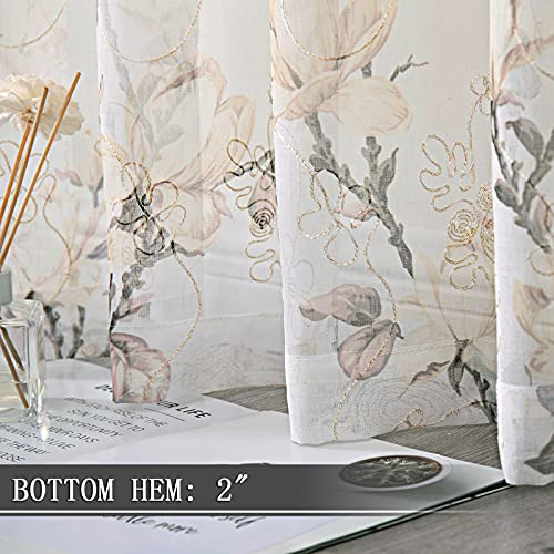 Cortinas Cortas Transparentes Blancas Con Diseño De Flores