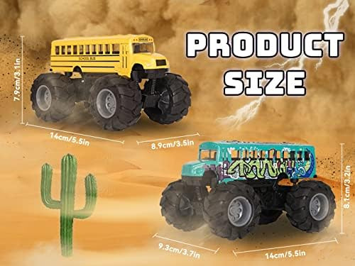 Crelloci Autobús Escolar Monster Truck Toy ' Juego De 2 Unid