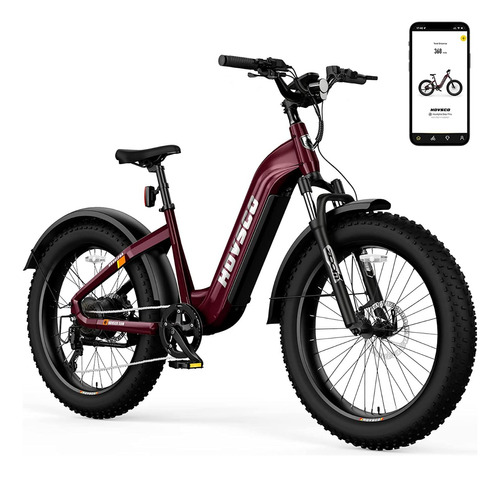 Bici Electrica 750w 28mph Llanta 26x4p 7v Shimano Color Vino