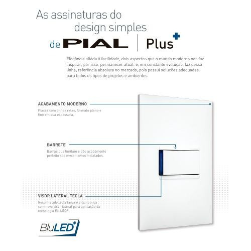 Imagem 2 de 4 de 3 Interruptores Simples 4x2 Cinza Pial Plus +