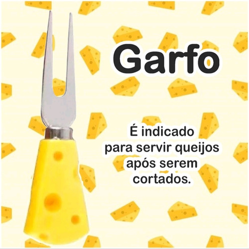 Imagem 3 de 10 de Jogo 4 Pc Para Queijo Facas Espátula Garfo Formato Queijo