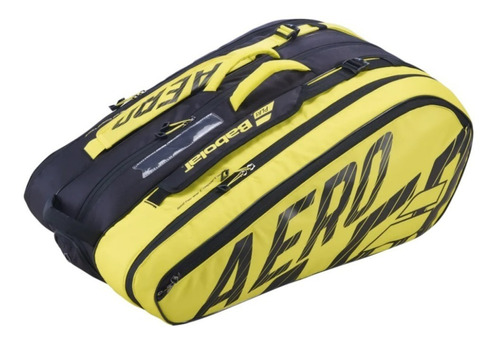 Bolsa de tênis Babolat Pure Aero Rh12, 12 raquetes, cor preto/amarelo