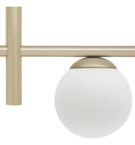 Pendente Lustre Luminalux Zurique Haven 3 Globos 15cm Casa Cor Champanhe Com Globo Branco