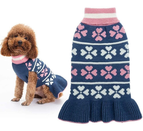  Dog Sweater Dress Turtleneck Winter Clothes  Warm Girl...