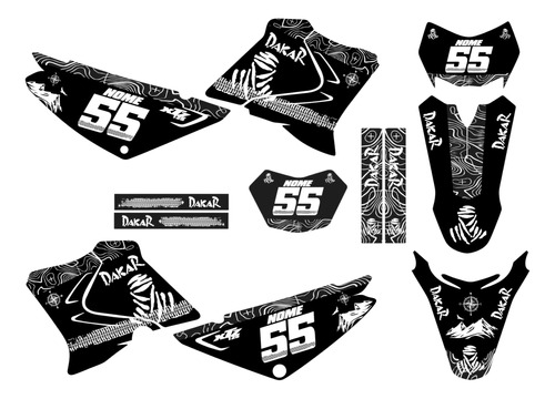 Kit Adesivo Moto Cross Trilha Yh Xtz 125 Dakar Preto Lm319