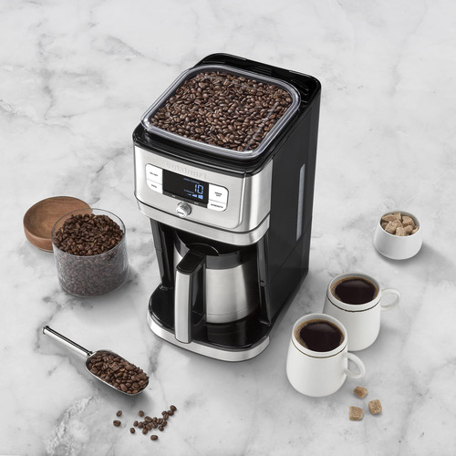 Cafetera 10 Tazas Con Molinillo Y Jarra Térmica Negra Y Plat