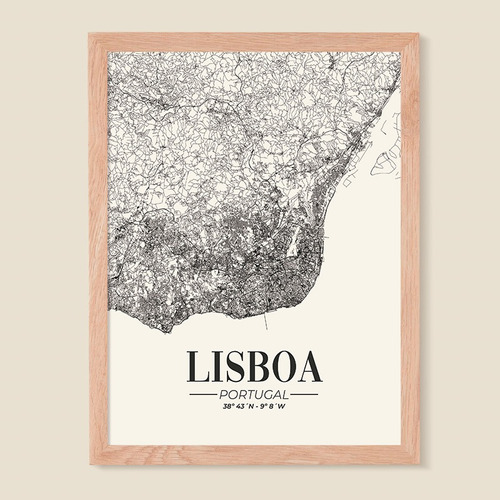 Cuadro Con Marco Mapa Lisboa 01 - Frametastic! 