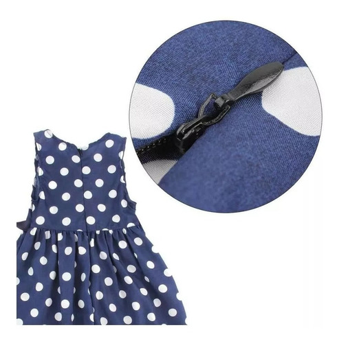 Vestido Princesa Azul Lunares Blancos Niñas Talla 2,3,4,6