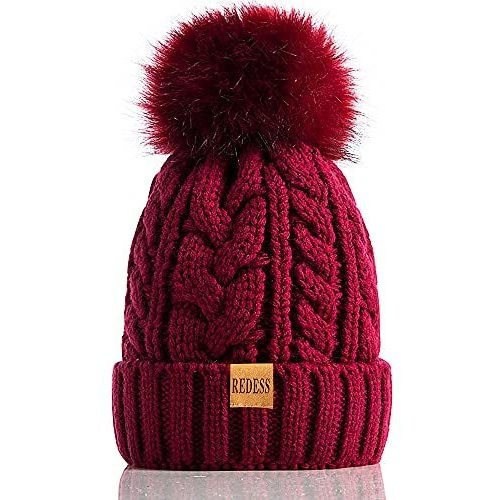 Redes Mujer Invierno Pompom Sombrero Beanie Con Warm R4x2u