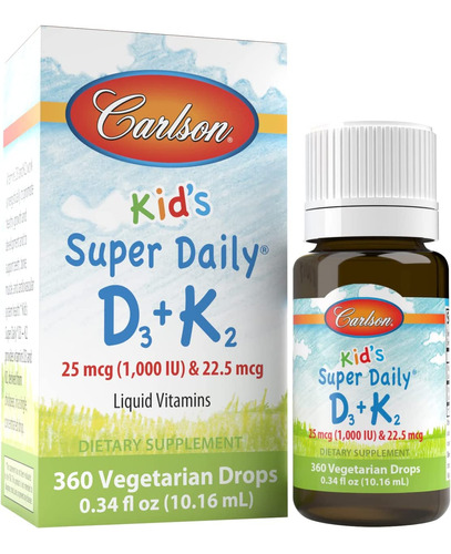 Carlson   Kid's Super Daily D3 K2, 25 Mcg (1,000 Ui) D3 Y 22