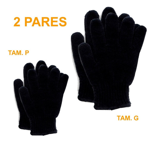 Imagem 2 de 4 de Luva De Frio Yong Bi Preta 2 Pares Tamanho P / G