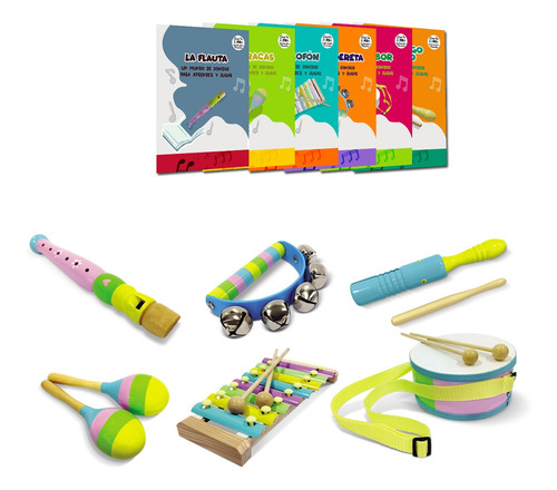 Imagen 1 de 6 de Instrumentos Musicales Madera Montessori Infantil Set 1 X 6