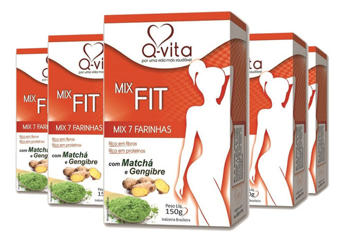 5x Mix Fit Com 7 Farinhas Q-vita 150g Kit Mix De Farinhas