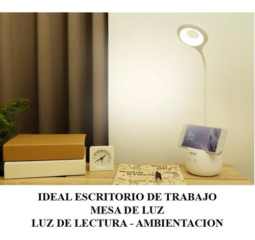 Imagen 4 de 10 de Lampara Escritorio Luz Led Mesa Recargable Velador Moderno