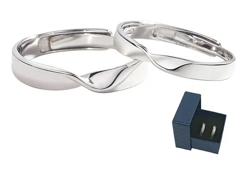 comprar Par Anillos Duo Promesa Plata Ley 925 Amor Novios A028 Moño