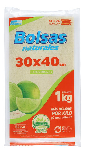 Bulto 25 Kg Bolsa Natural Transparente Bio Medidas 30 X 40 Cm - Cal. 125
