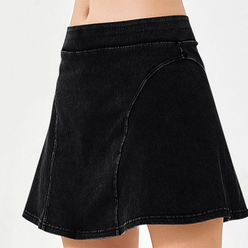 C Pantalones De Falda A Media Cintura De Color Para Mujer, D
