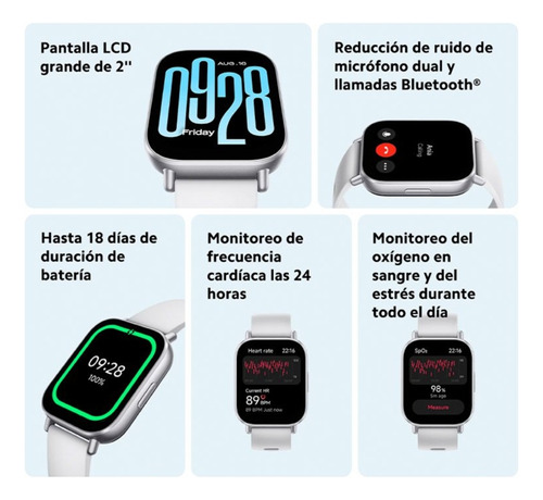 Smartwatch Xiaomi Redmi Watch 5 Active Silver Con Llamada Bt