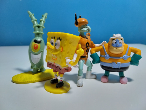 Muñecos Bob Esponja , Calamardo, Mr Plankton Y Sirenoman X 4