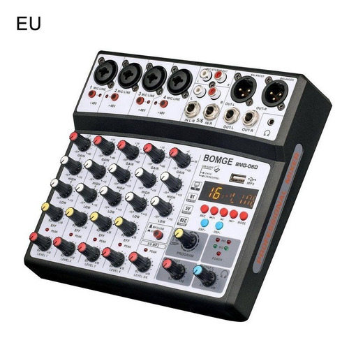 Consola 6 Canales Audio Mixer Usb, Bluetooth, Mp3, Rec, Pc