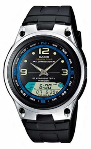 Reloj Casio Modelo Aw-82 Carátula Negra Extensible De Resina