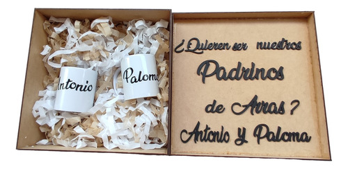 2 Kits Caja Para Pedir Padrinos Personalizada Boda