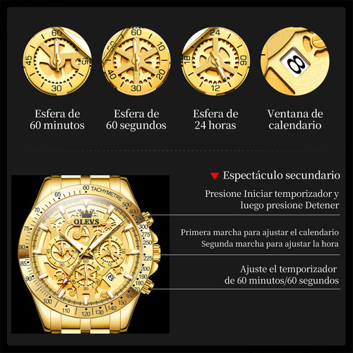 Reloj De Lujo Cuarzo Casual De Acero Impermeable Para Hombre 9913 Gold