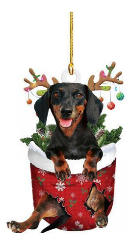 5 Adorno Navideño Para Perro Salchicha, Decoración Estilo