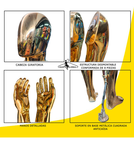 Maniquí Hombre Cuerpo Completo Oro/gold