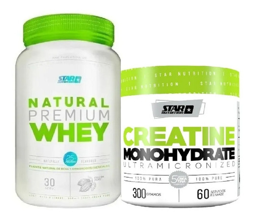 Natural Whey Protein Cocoa + Creatina X 300 Star Nutrition