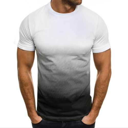 Camiseta De Hombre Con Degradado Europeo Y Americano