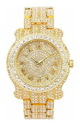Reloj De Diamante Iced Out De 45 Mm Dorado Para Hombre |