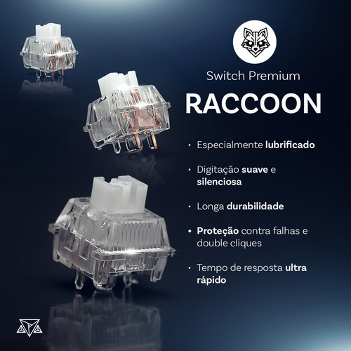 Teclado Mecânico Premium Adamantiun Akira Rgb Rosa Abnt2 Dynamic Spectrum Pbt 75% Switch Racoon Hotswap