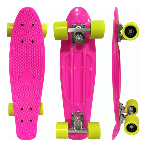 Skate Longboard Mini Cruiser Brinquedo Infantil Radical Rosa