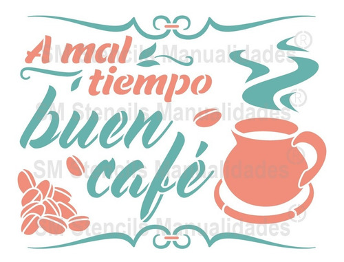 Plantilla Reusable Para Manualidades Stencil Frases Café 01