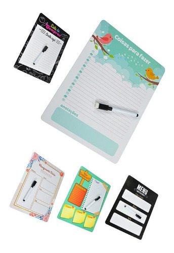 Kit 2 Lousa Magnética Planner Imã Geladeira Porta Recados