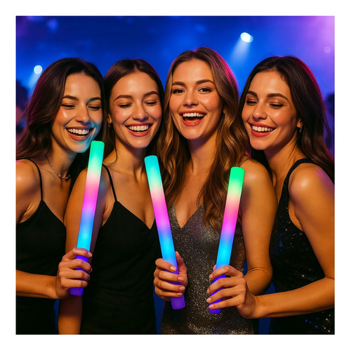 Kit 15 Bastão De Led Espuma 47cm Neon Casamentos Festas Rave