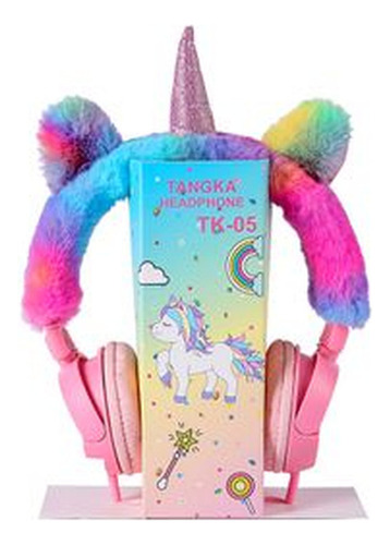 Auricular Unicornio Peluche Orejas Gato Cableado Mic Alt Reg