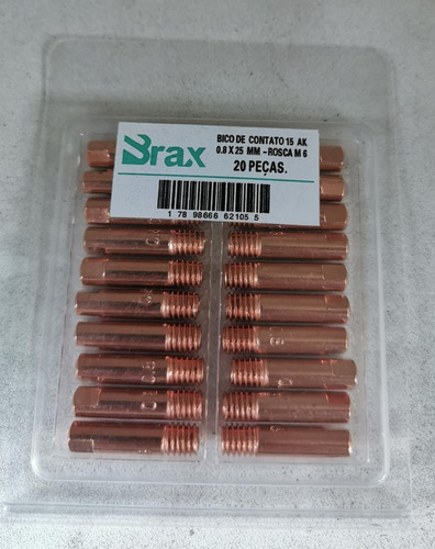 Bico De Contato 15 Ak 0,8 X 25mm - Rosca M 6, Marca Brax