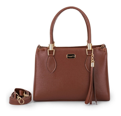 Bolsa tote Duart's Lorena design lisa de couro sintético  caramelo com alça de ombro caramelo alças de cor caramelo