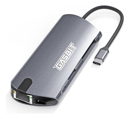 Hub Usb-c 8 En 1 Gasbit A Hdmi Usb 3.0x3 Lector Sd Ethernet