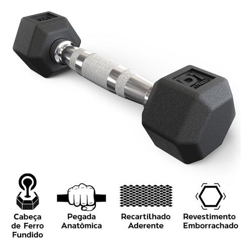 Par De Halteres 1kg Dumbbell Sextavado Emborrachado