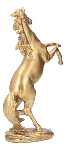 Estatua De Caballo, Material De Resina, Acabado Dorado, Deco