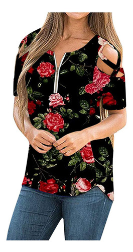 Polera En Forma De U Para Mujer, Estampado De Verano, Mang