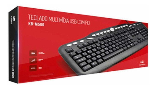 Teclado Multimídia Slim Com Fio E Apoio C3tech Kb-m500 Cor de teclado Preto Idioma Português Brasil