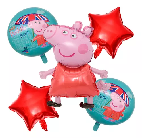 Peppa Pig - Globos de látex multicolor con confeti, 12 pulgadas (6  unidades), decoración deslumbrante y de alta calidad para celebraciones y