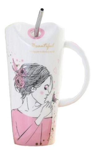 Taza De Ceramica Con Diseños Femenino Con Capacidad De 450ml