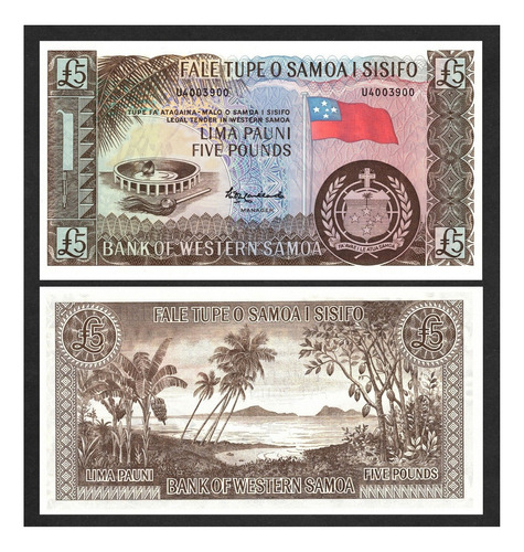 Grr-billete De Samoa Occidental 5 Pounds (1963) 2020 